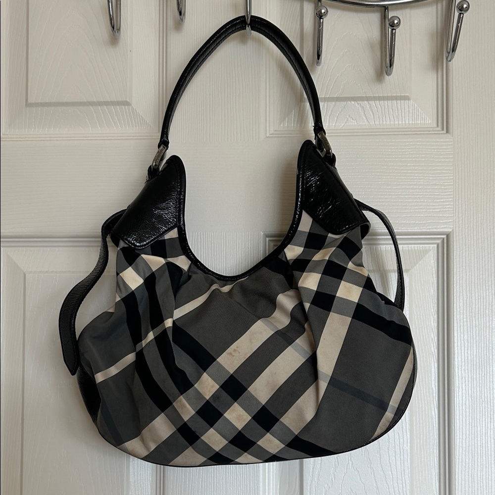 Burberry Black and Grey Checkered Women's Bag